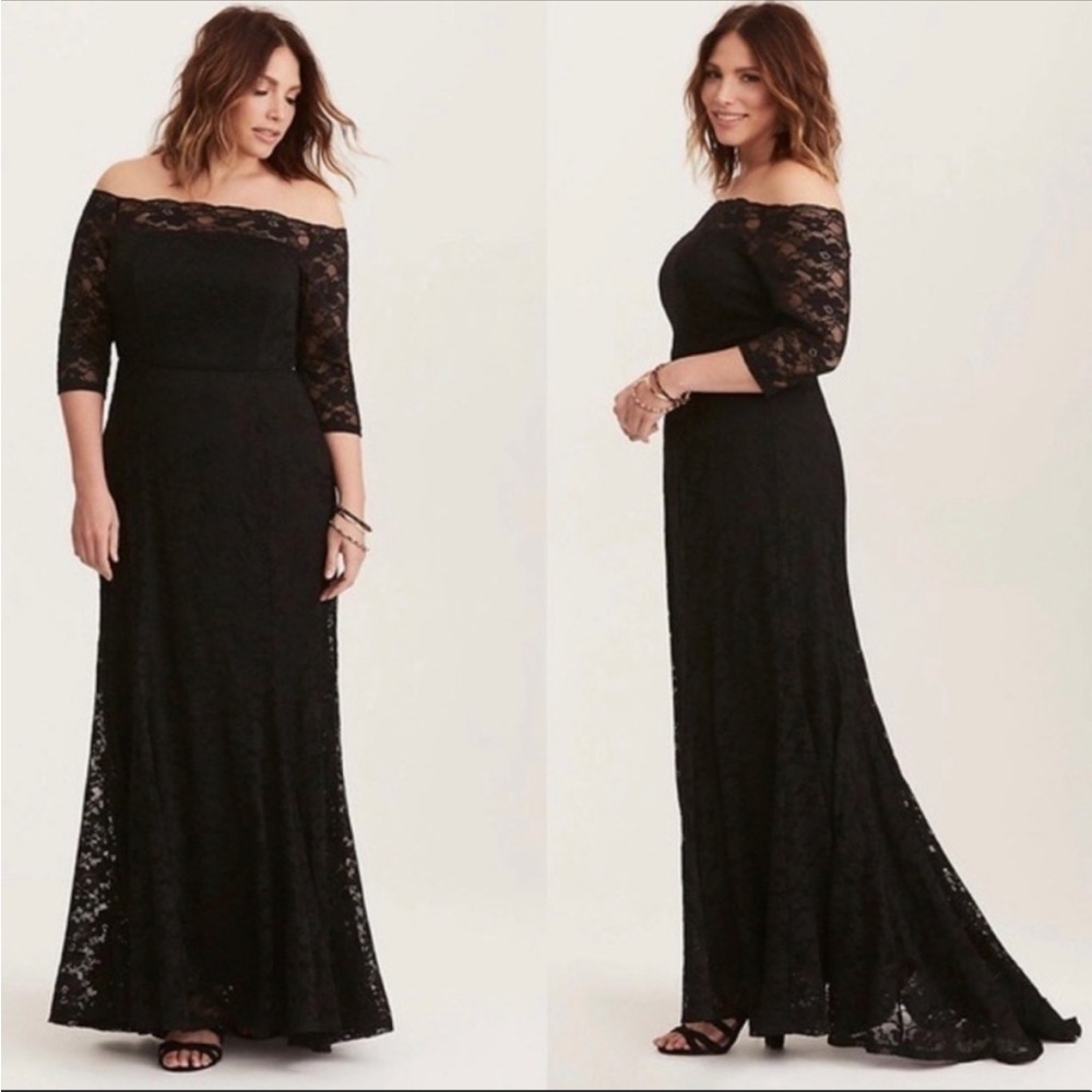 Torrid NWT black lace off the shoulder gown dress size 20